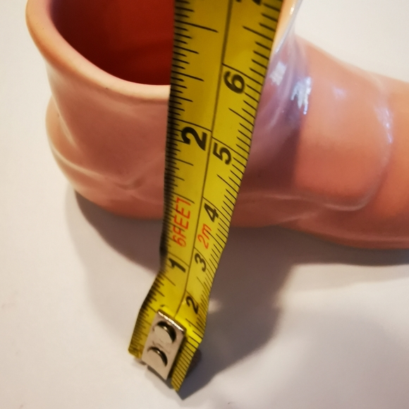 Vintage Porcelain Salmon Pink Baby Shoe Planter - Picture 11 of 14